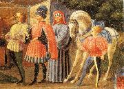 UCCELLO, Paolo Adoration of the Magi (Quarate predella, detail) qt oil painting on canvas
